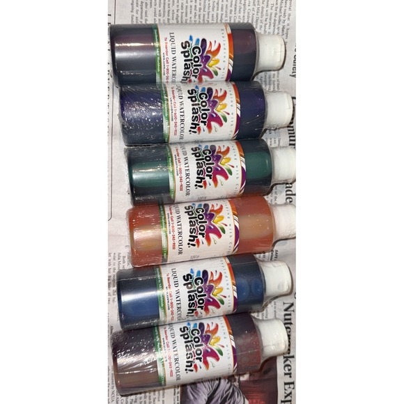 Color Splash! Liquid Watercolor Paint 6 Vivid Colors, 8-Oz Flip-Top Bottles Seal - Picture 2 of 7